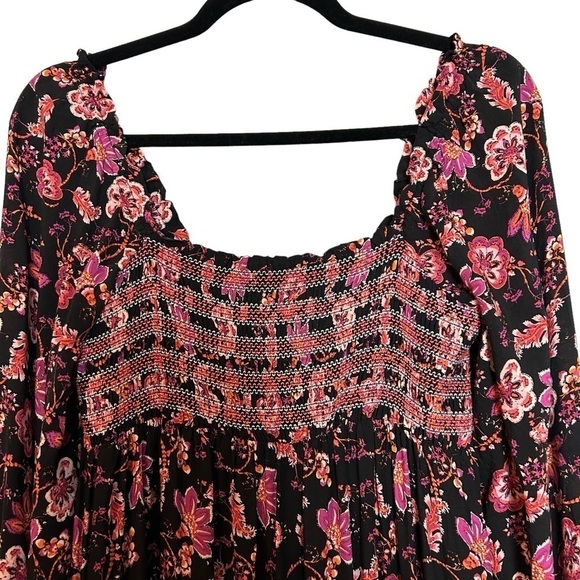 Free People Sweet Escape Floral Long Sleeve Boho Smocked Bodice Maxi Dre… - Picture 10 of 16